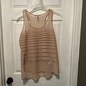 Guess sheer tan color sleeveless blouse